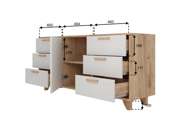 Комод Ньерд 1500 дуб вотан/белый софт