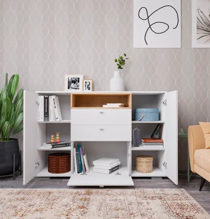 Комод Ланс К303 белый/дуб бунратти