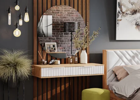 Стол туалетный Хилтон дуб крафт золотой/белый матовый