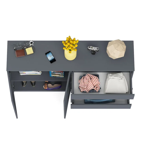 Комод широкий четыре ящика и две дверки МК 1600.1 графит