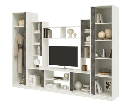 Гостиная Атлантида-5 бетон темный/дуб крафт белый