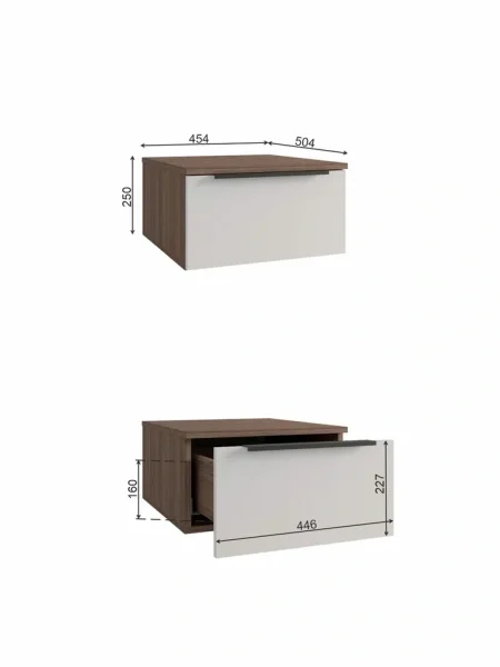 Тумба прикроватная подвесная Роза орех франклин/графит скин ройс