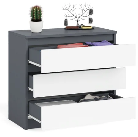 Комод три ящика МК 800.1 графит/белый