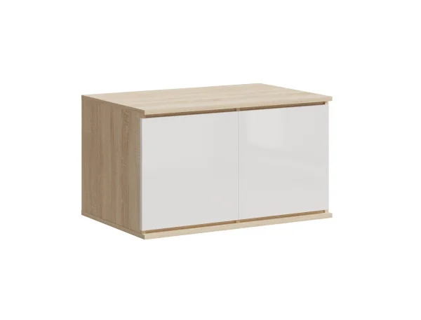 Шкаф Челси 2-х створчатый с антресоль-тумба универсальная дуб сонома/белый глянец