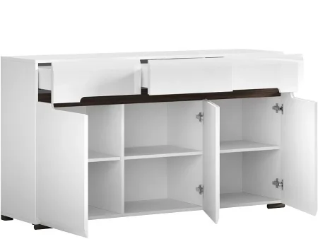 Тумба Ацтека KОМ3D3S/8/15 белый глянец