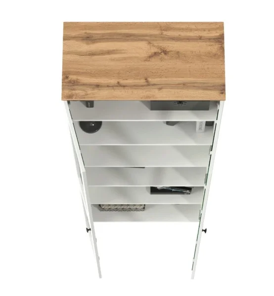 Шкаф-витрина Остин 16.394.02 белый шагрень/дуб крафт золотой