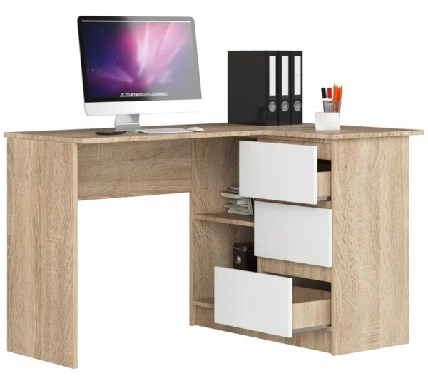 Стол угловой Челси дуб сонома/белый глянец