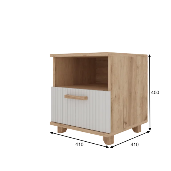 Тумба прикроватная Ньерд дуб вотан/белый софт