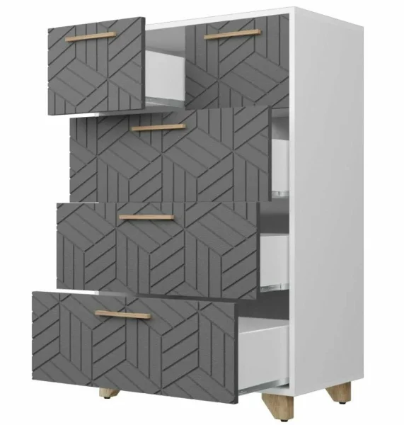 Комод Амстердам белый/серый графит