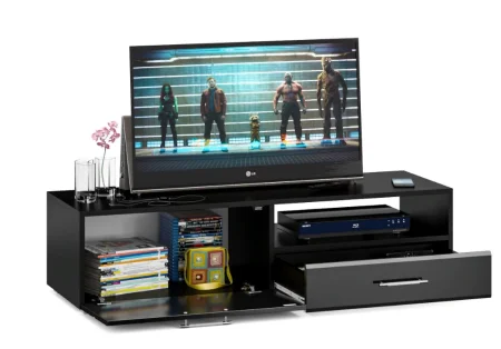 Тумба под ТВ Ларго 1.4 венге/чёрный глянец