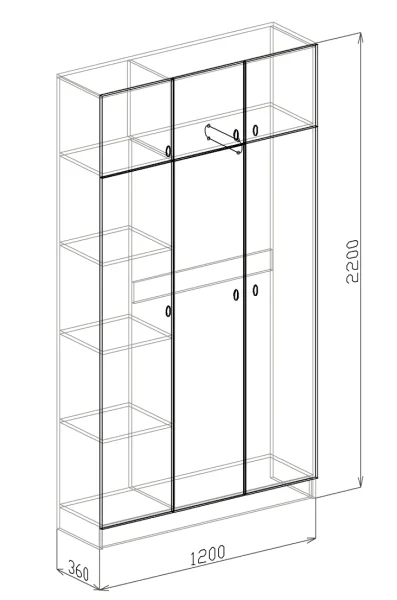 Шкаф 3-х дверный Вега гикори джексон/рельеф пастель