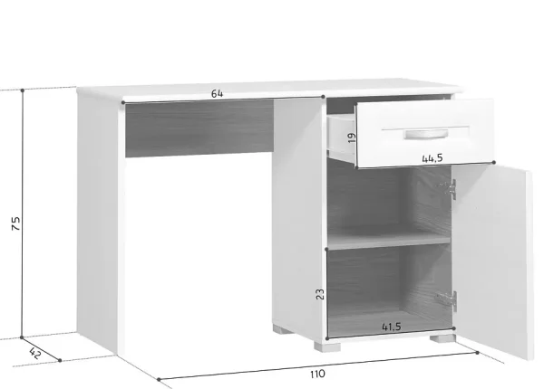 Стол туалетный Мальта TOL1D1S лиственница сибирская/орех лион