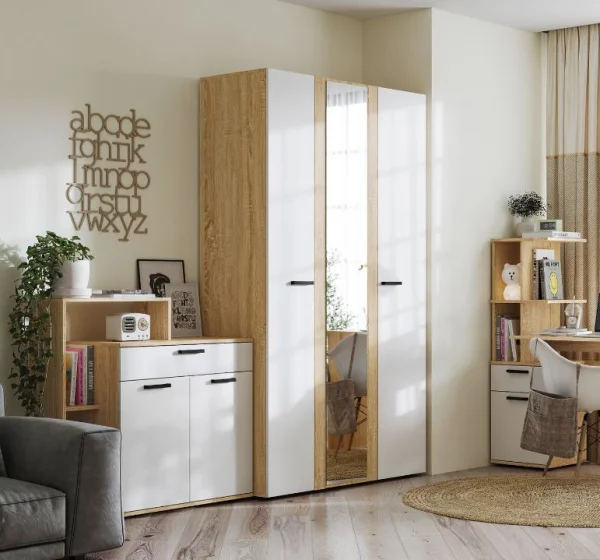 Шкаф 3-х створчатый Санса ШК-03 дуб сонома/белый