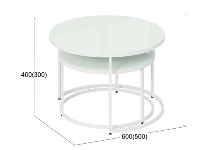 Стол журнальный Вега белый, стекло лакобель белый