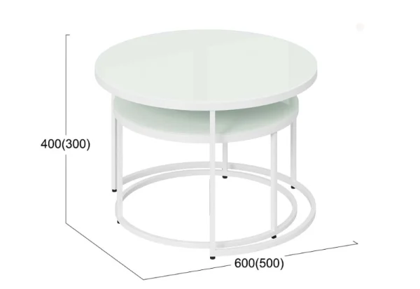 Стол журнальный Вега белый, стекло лакобель белый