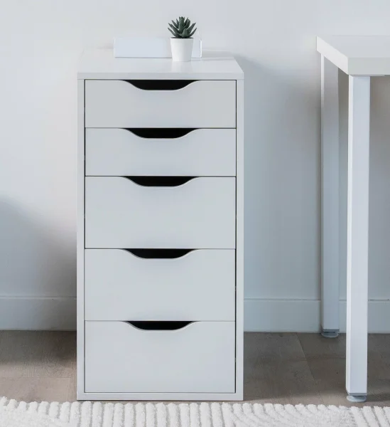 Узкий комод 5 ящиков Ингар белый