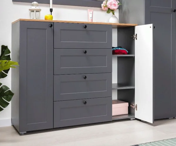 Комод Остин 16.221 серый графит/дуб крафт золотой