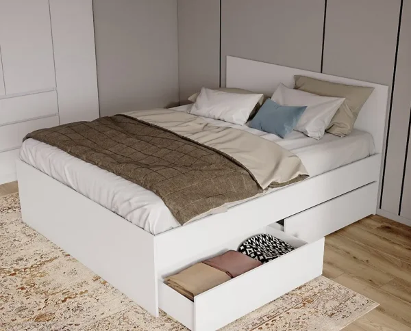 Кровать двуспальная Мори с ящиками КРМЯ 1600.1 белый