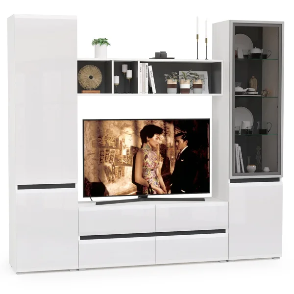 Модульная гостиная Сидней белый/белый глянец