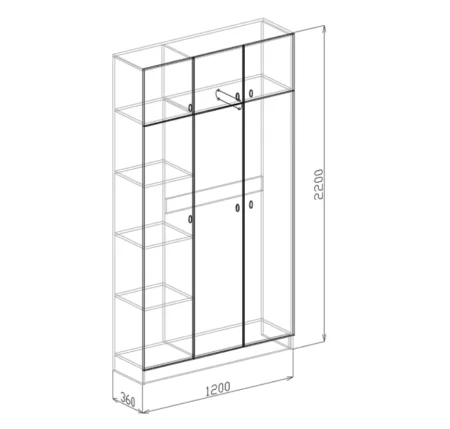 Шкаф 3-х дверный Вега гикори джексон/керамик софт