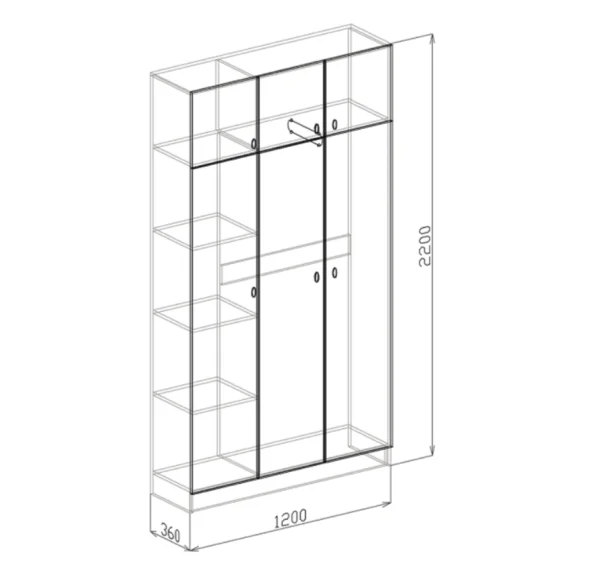Шкаф 3-х дверный Вега гикори джексон/керамик софт