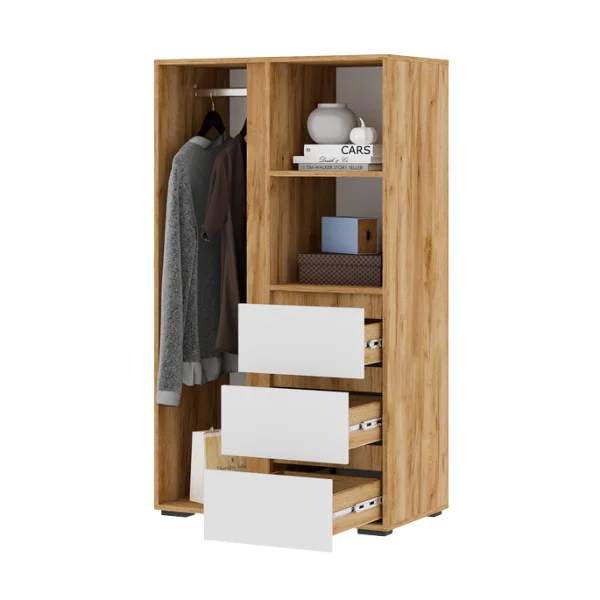 Шкаф Хелен ШК-03 дуб крафт золотой/белый