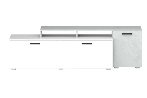 Тумба под ТВ Эльза бетонный камень/белый шагрень
