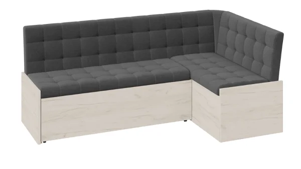Скамья угловая Форест со спальным местом дуб крафт белый, велюр серый