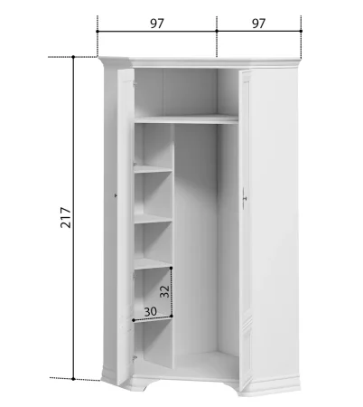 Шкаф угловой Кентаки SZFN2D белый