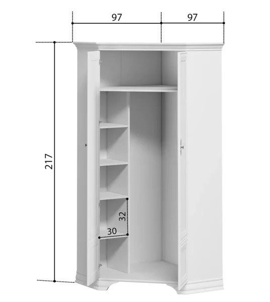 Шкаф угловой Кентаки SZFN2D белый