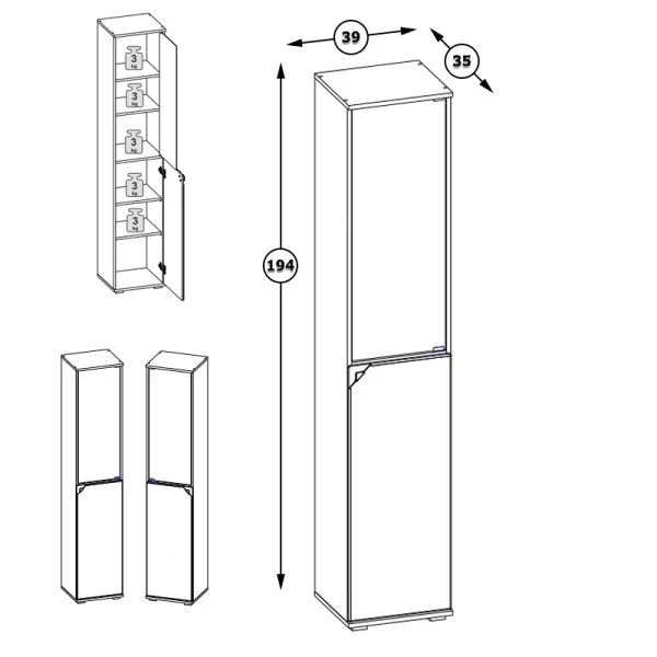 Шкаф Бостон 13.155 дуб эндгрейн элегантный/милк рикамо софт
