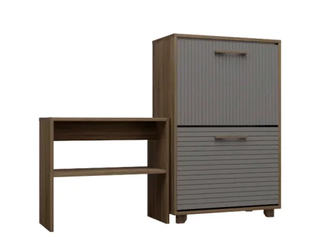 Обувница Копенгаген 2 ящика + Скамья Копенгаген дуб самдал/серый графит