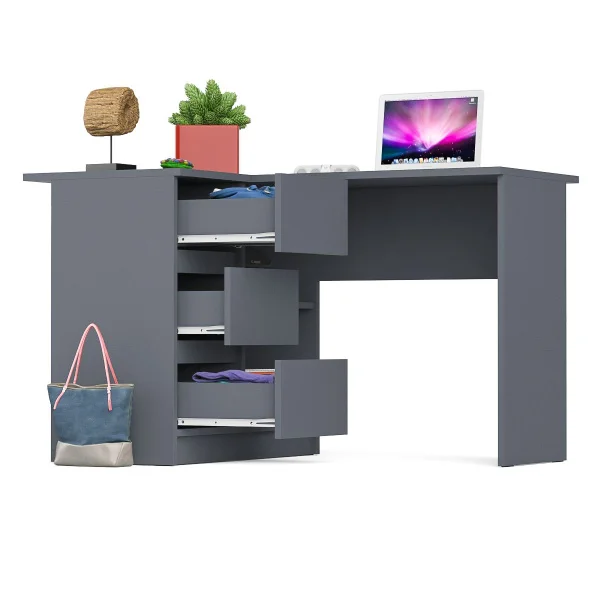 Угловой компьютерный стол МС-16 левый графит