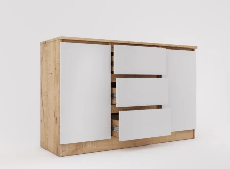 Комод Охта Лайт 1200.3 дуб вотан/белый