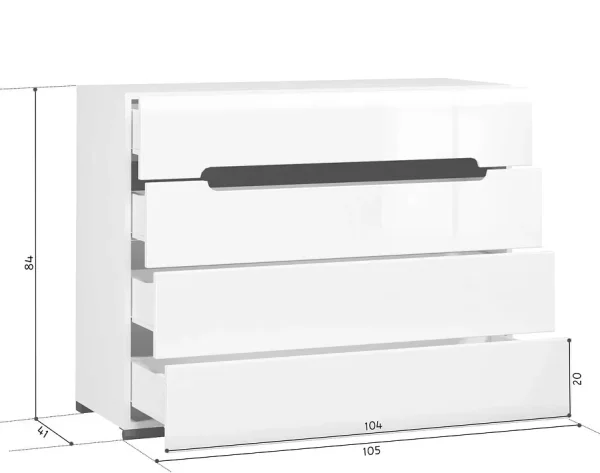 Комод Ацтека KOM4S/8/11 белый глянец