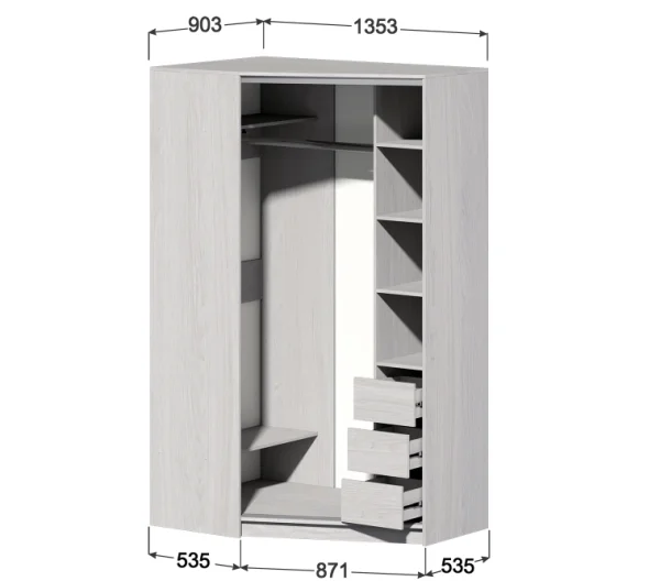 Шкаф-купе Угловой №1 анкор светлый