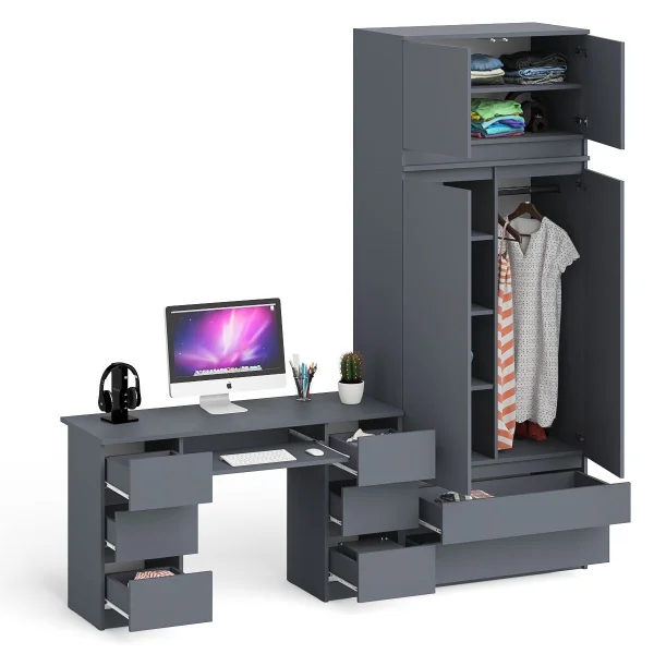 Шкаф распашной с антресолью Мори МШ 900.1+МА 900.1 графит