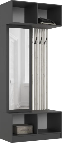 Прихожая Роджина графит/дуб крафт белый