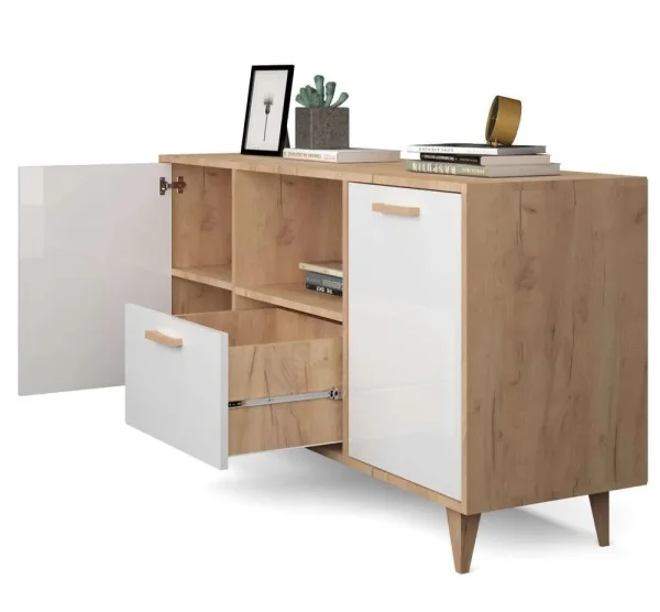 Тумба Эго Т-2 (НГ) дуб крафт золотой/белый глянец