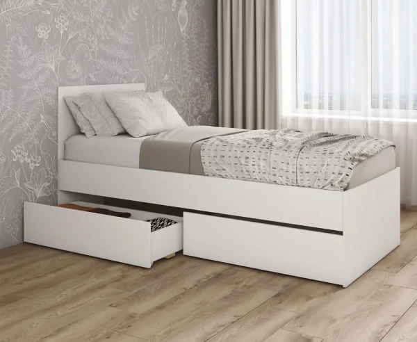 Кровать односпальная Мори с ящиками КРМЯ 900.1 белый
