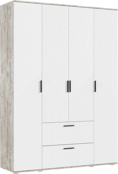 Шкаф 4-х створчатый Сильвия 1600 дуб юкон/браш вайт