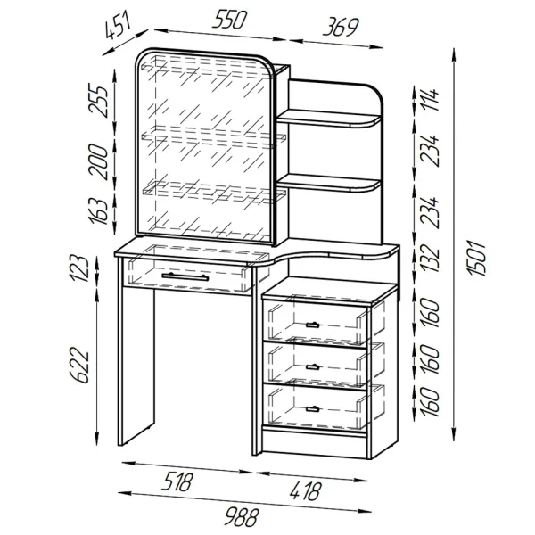 Трюмо 4-25101 Верона дуб крафт серый/скандинавское дерево белое