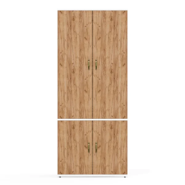 Шкаф Лидер-8 МД 20Б белый шагрень/крафт золото