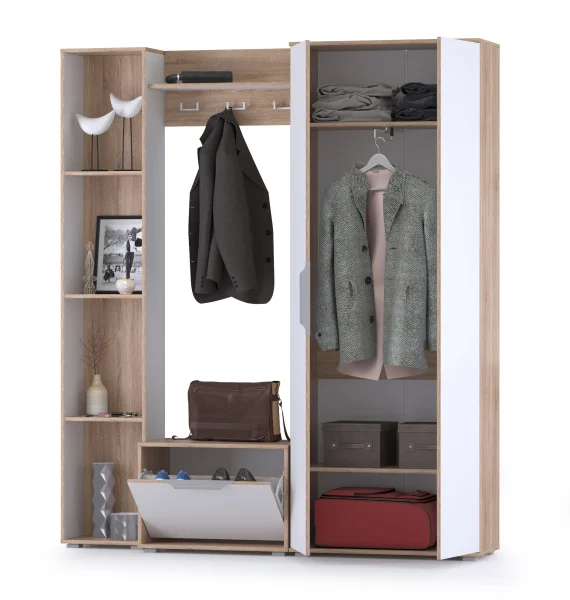 Модульная прихожая Куба дуб сонома/белый премиум