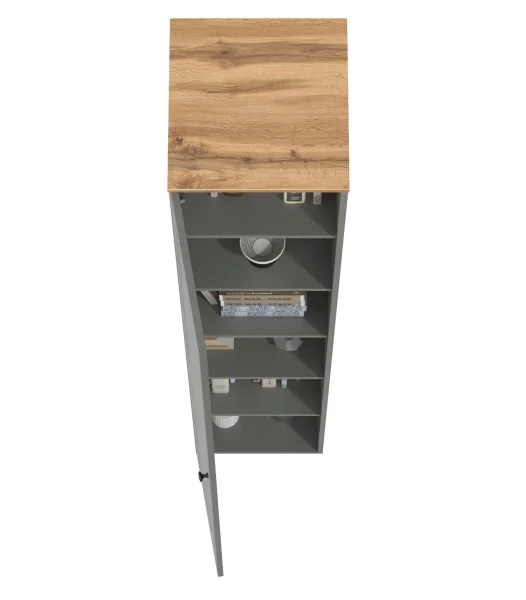 Шкаф-пенал Остин 13.227 серый графит/дуб крафт золотой