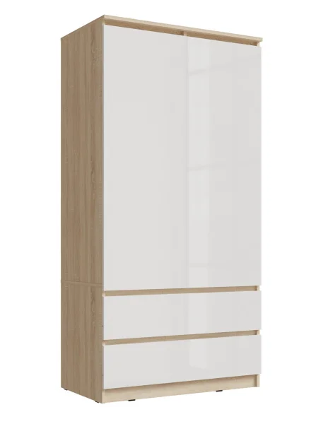 Шкаф Челси 2-х створчатый с антресоль-тумба универсальная дуб сонома/белый глянец