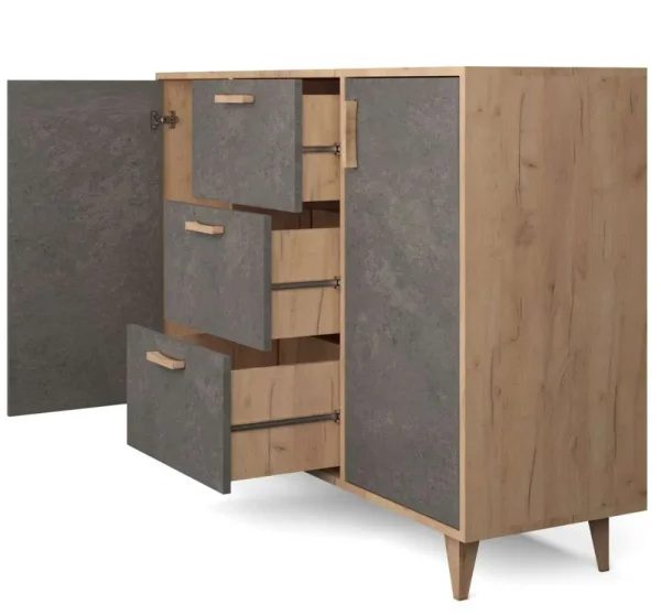 Комод Эго К-2 (НГ) дуб крафт золотой/камень темный