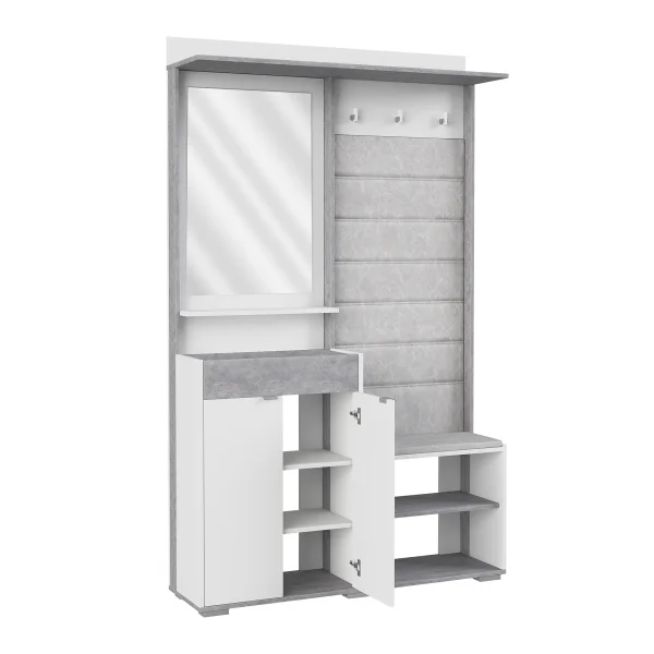 Прихожая Акцент №1 белое сияние/цемент светлый