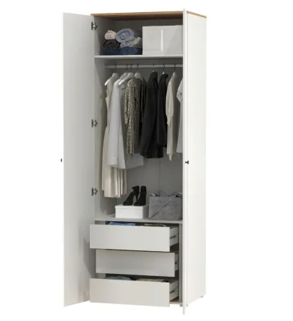 Шкаф для одежды Остин 13.336.02 белый шагрень/дуб крафт золотой