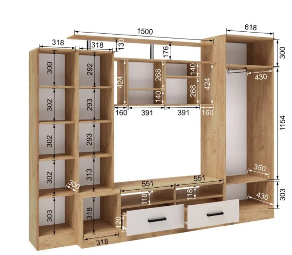 Гостиная Оскар-5 дуб крафт золотой/кашемир